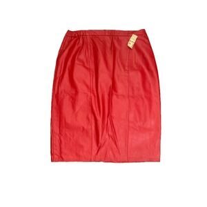 VTG New Fairfax & Kent Midi Skirt Size 20w Red Cowgirl Genuine Leather USA MADE